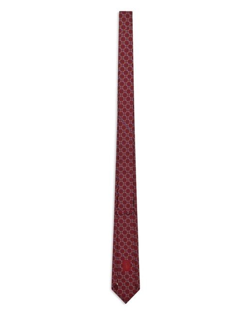 Gucci Red Patterned Silk Necktie for men