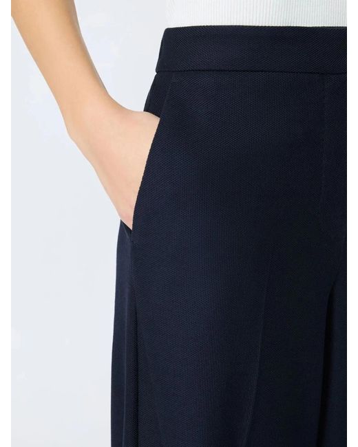 Max Mara Blue Wide-Fit Piqué Jersey Trousers