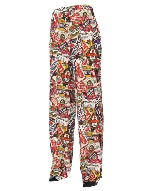 DSquared² Red Wide Pants