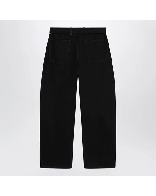 Lemaire Black Cotton Trousers With Belt for men