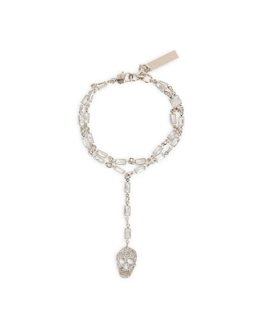 McQueen White Pave' Skull Bracelet