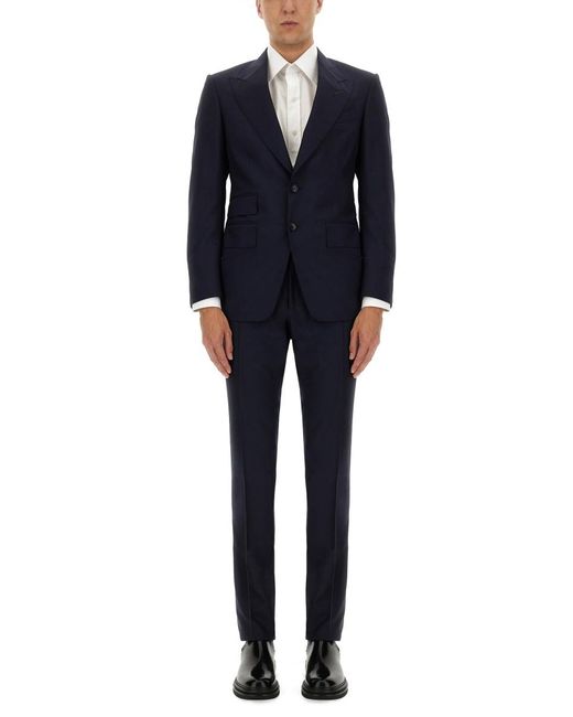 Tom Ford Blue Abito Grand Overcheck Shelton for men
