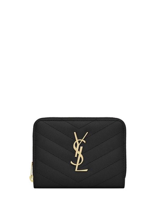 Saint Laurent Black "Cassandre Matelassé" Leather Wallet