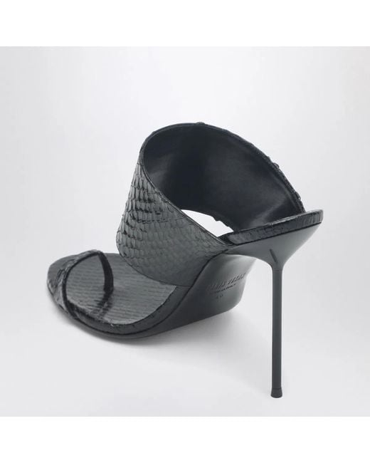Paris Texas White Lidia Python-Effect Leather Thong Mule