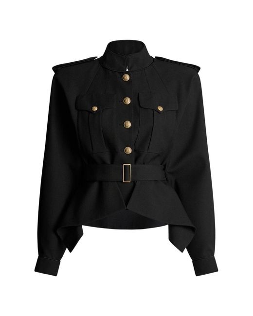 Balmain Black Wool Belted Jacket