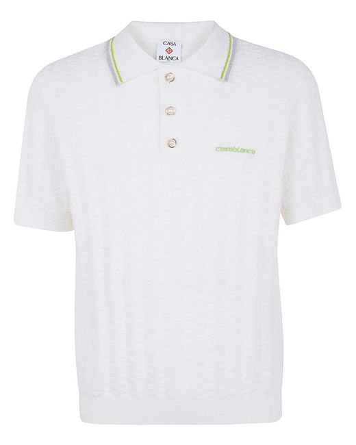 Casablanca White "Tennis Boucle" Polo Shirt for men