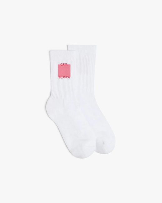 Casablanca White Logo Square Socks for men