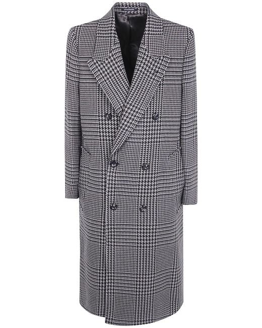 Emporio Armani Gray Double Breasted Long Coat for men