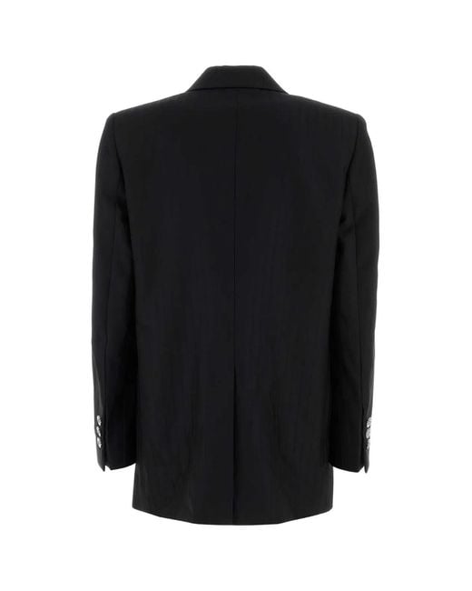 Versace Black Informal Jacket Responsible Wool Tonal Pinstripes