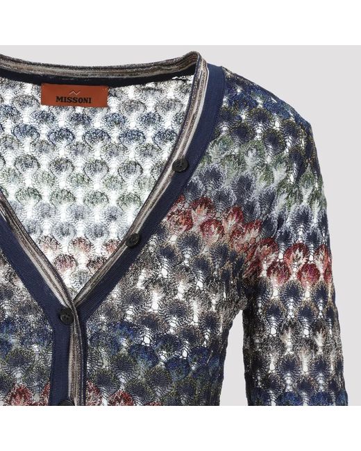 Missoni Blue Multidark Version V Neck Sweater
