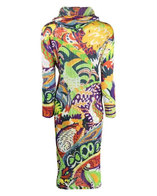Pleats Please Issey Miyake Green Pleats Please By Issey Miyake Snowrunner Long Dress