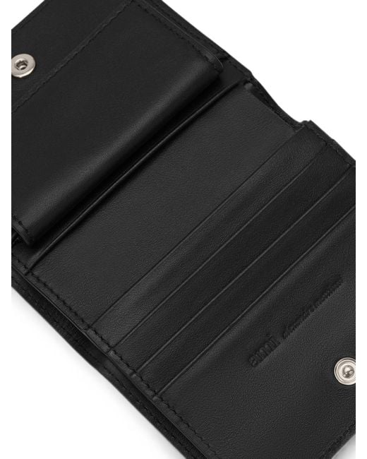 AMI Black Leather Wallet for men