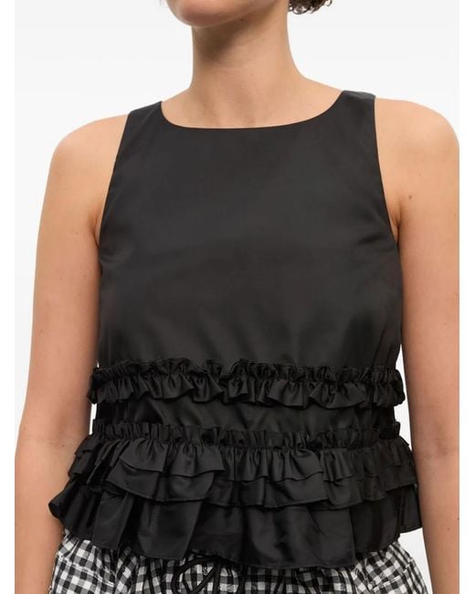 Ganni Black Nylon Tank Top