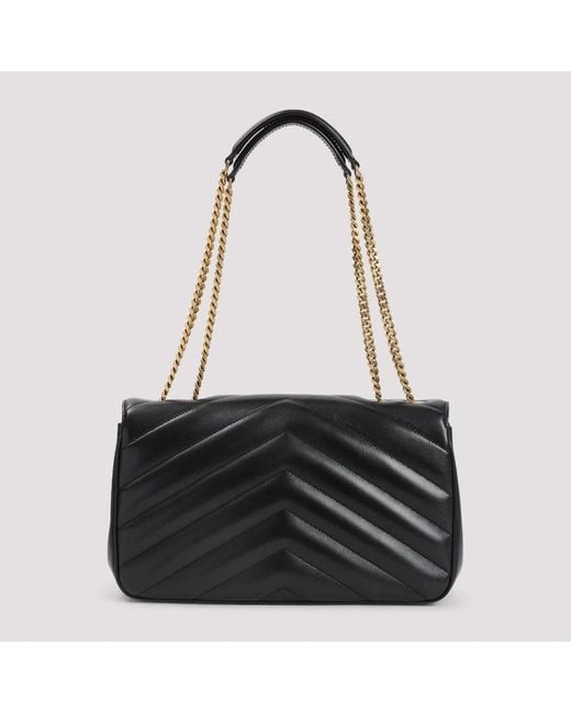 Saint Laurent Black Loulou Media Leather Bag