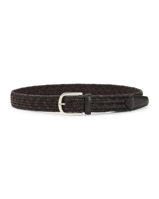 Canali Black Leather Belt for men