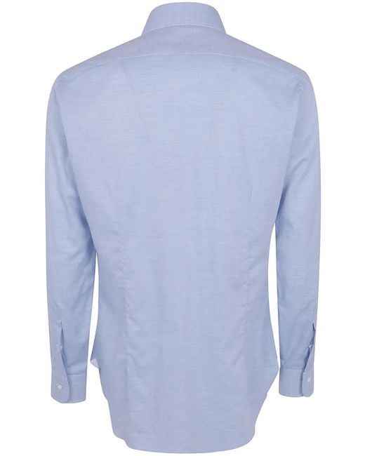 Barba Napoli Blue Twill Classic Shirt for men