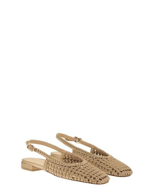 Stuart Weitzman Natural Woven Satin Slingback Flats With Pointed Toe