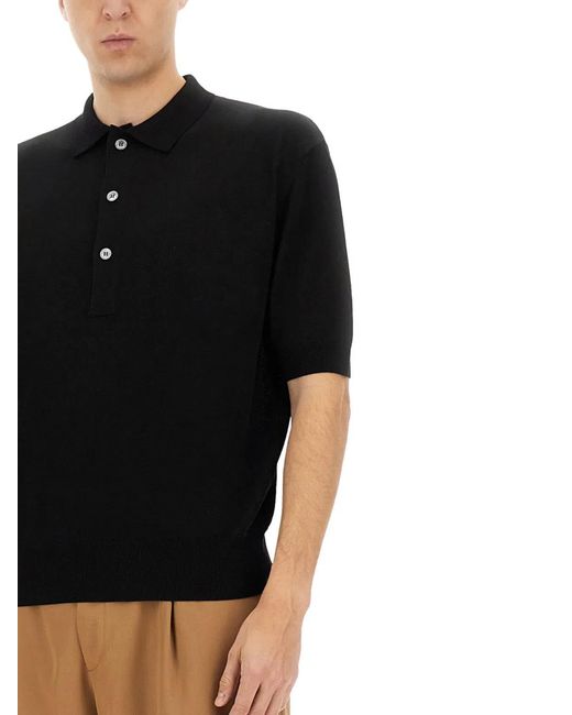 Lardini Black Organic Cotton Polo Shirt for men
