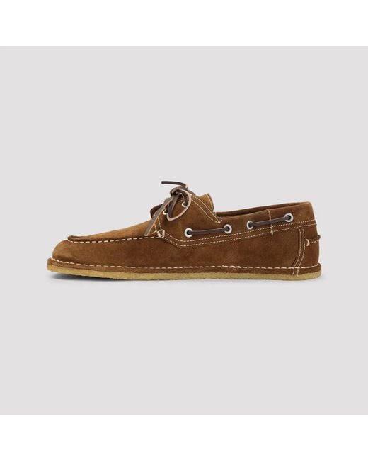 AMI Brown Suede Lace-Up Boat Shoes for men