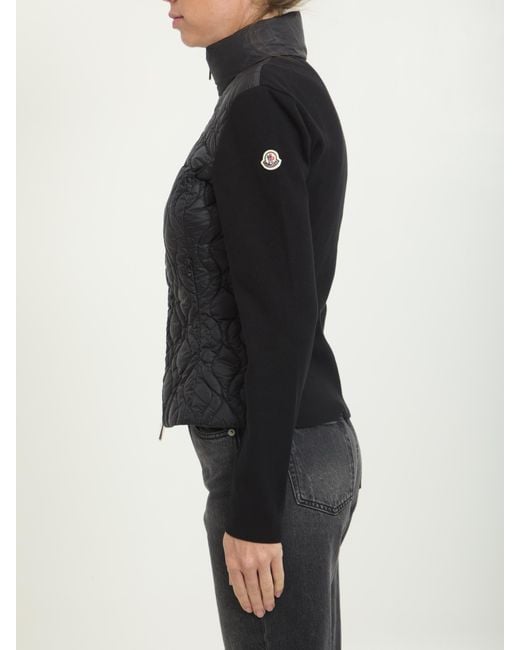 Moncler Black Quilted Zippered Sweater Jacket