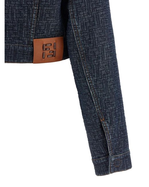 Fendi Blue Ff Denim Bolero Jacket