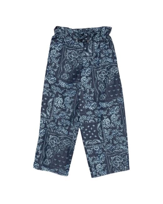 Emporio Armani Blue Printed Cotton Trousers