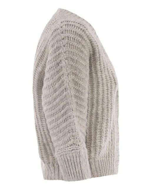 Peserico Multicolor Wool And Alpaca Mesh Cardigan