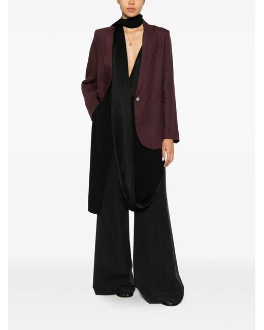 Via Masini 80 Black Linen Blend Trousers