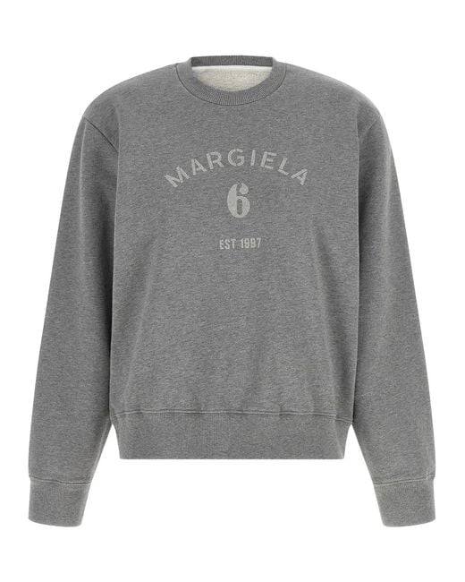 MM6 by Maison Margiela Gray Logo Print Sweatshirt
