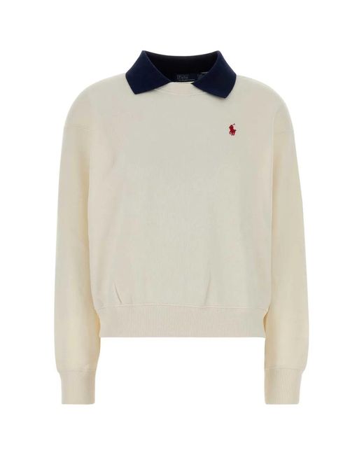 Polo Ralph Lauren White Polo-Inspired Cotton-Blend Sweatshirt