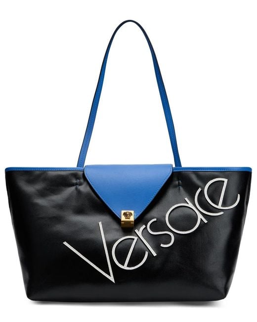 Versace Black Tote Bag With Writing