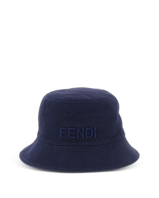 Fendi Blue Reversible Monogram Denim Cap