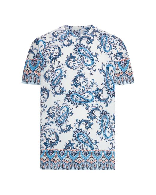 Etro Blue Cotton T-Shirt Roma for men