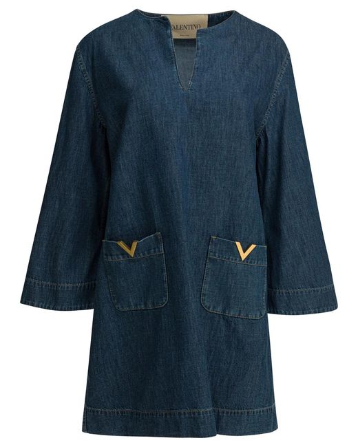 Valentino Blue Cotton Dress