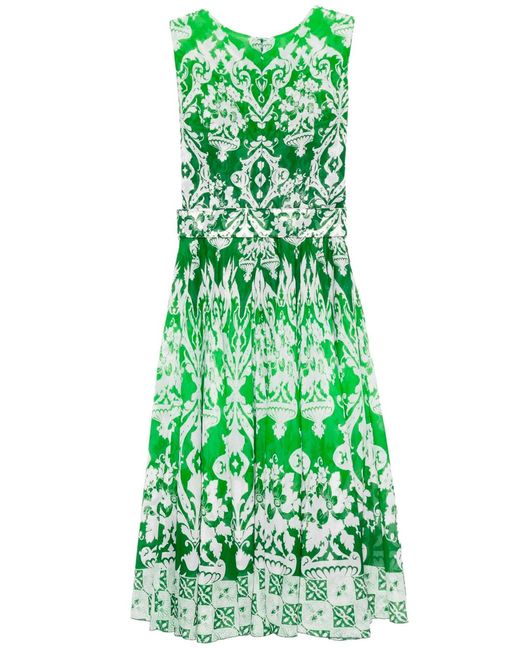 Samantha Sung Green Aster Midi Dress With Impero Ombre-Print