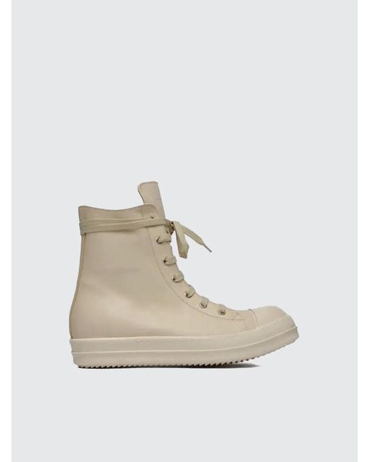 Rick Owens Natural Hi-Top Leather Sneakers for men