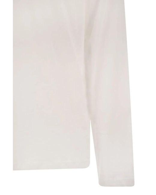 Majestic White Long-Sleeved Crew-Neck T-Shirt for men