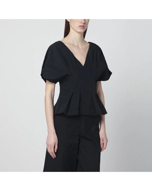 Jonathan Simkhai Black Rozen Cotton Faille Top