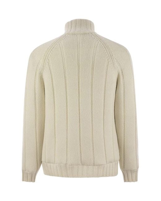 Brunello Cucinelli Natural Cashmere Knit Down Jacket With Zip for men