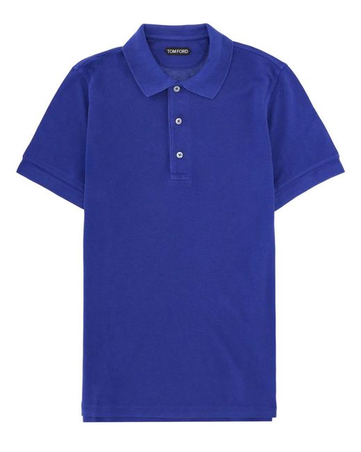 Tom Ford Blue Lyocell And Cotton Polo Shirt for men