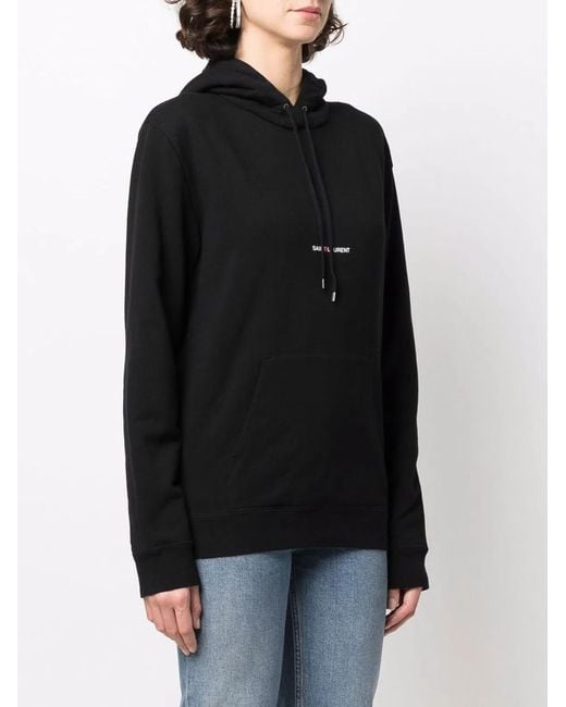 Saint Laurent Black Logo Cotton Hoodie
