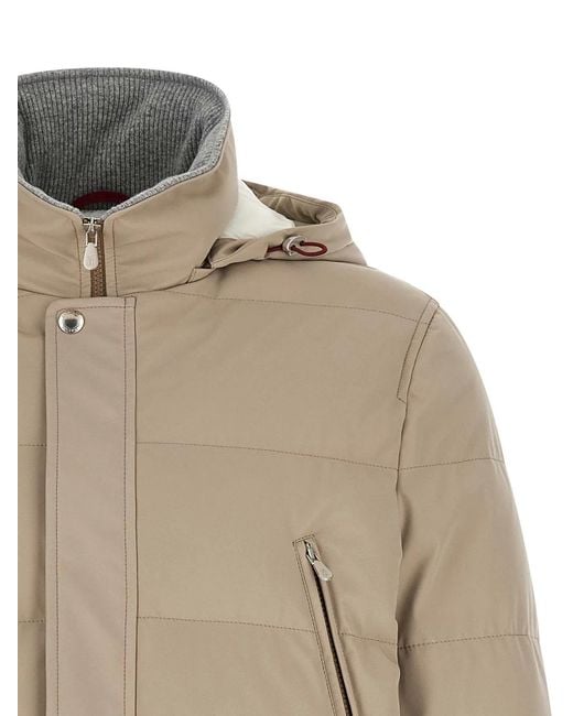 Brunello Cucinelli Natural Quilted Parka for men