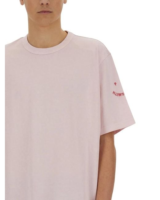 Paul Smith Gray Ps Paul Smith Tshirt With Embroidery Ps Happy for men