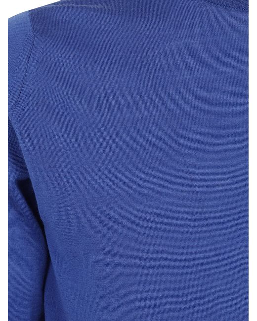 John Smedley Blue "Lundy" Crewneck Long Sleeves Pullover for men