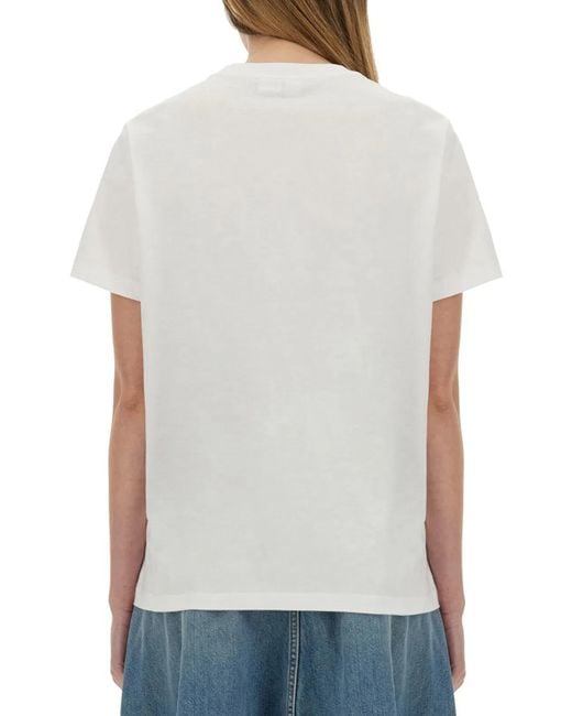 Ganni Gray Printed Cotton T-Shirt