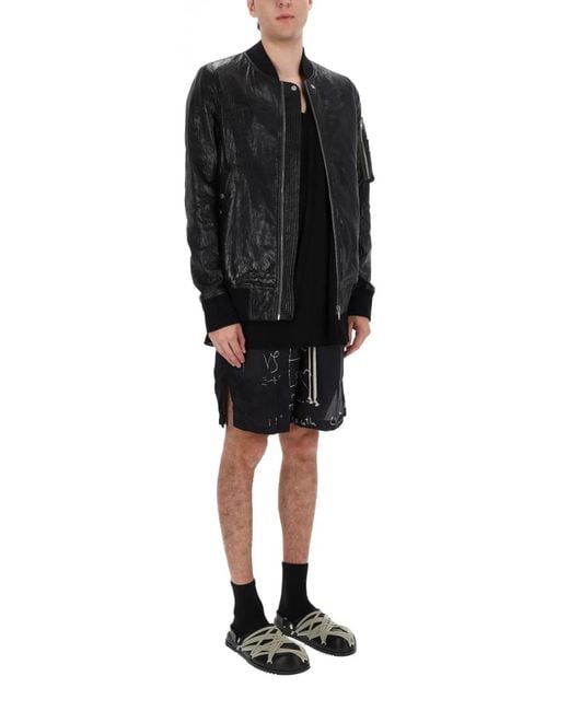Rick Owens Black Bomber Jacket "Classic Flight" for men