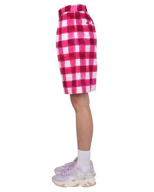 MSGM Red "Check" Shorts