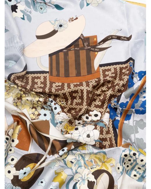 Fendi White Gardening Scarf