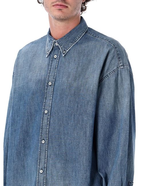 Acne Blue Denim Button-Up Shirt for men