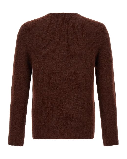 Oliver Lattughi Brown Crew-Neck Sweater for men